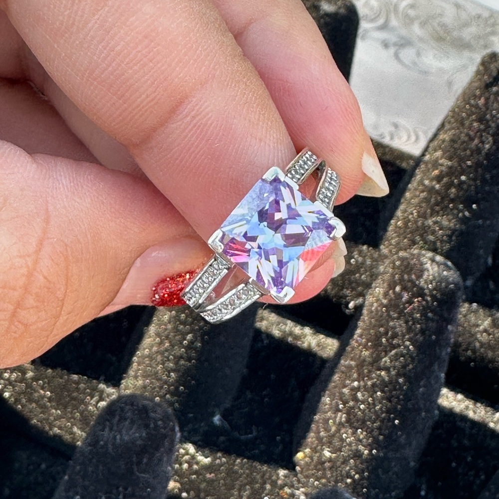 925 Silver and Purple Women's Ring